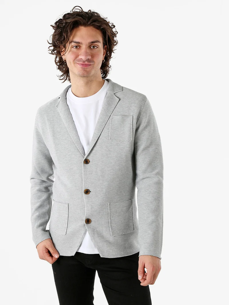 Blazer da uomo in maglia con bottoni - grigio