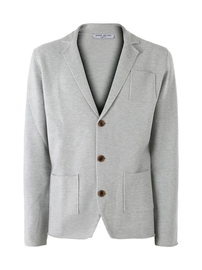 Blazer da uomo in maglia con bottoni - grigio