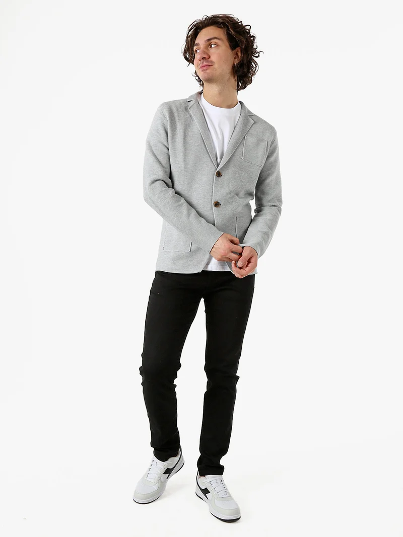 Blazer da uomo in maglia con bottoni - grigio