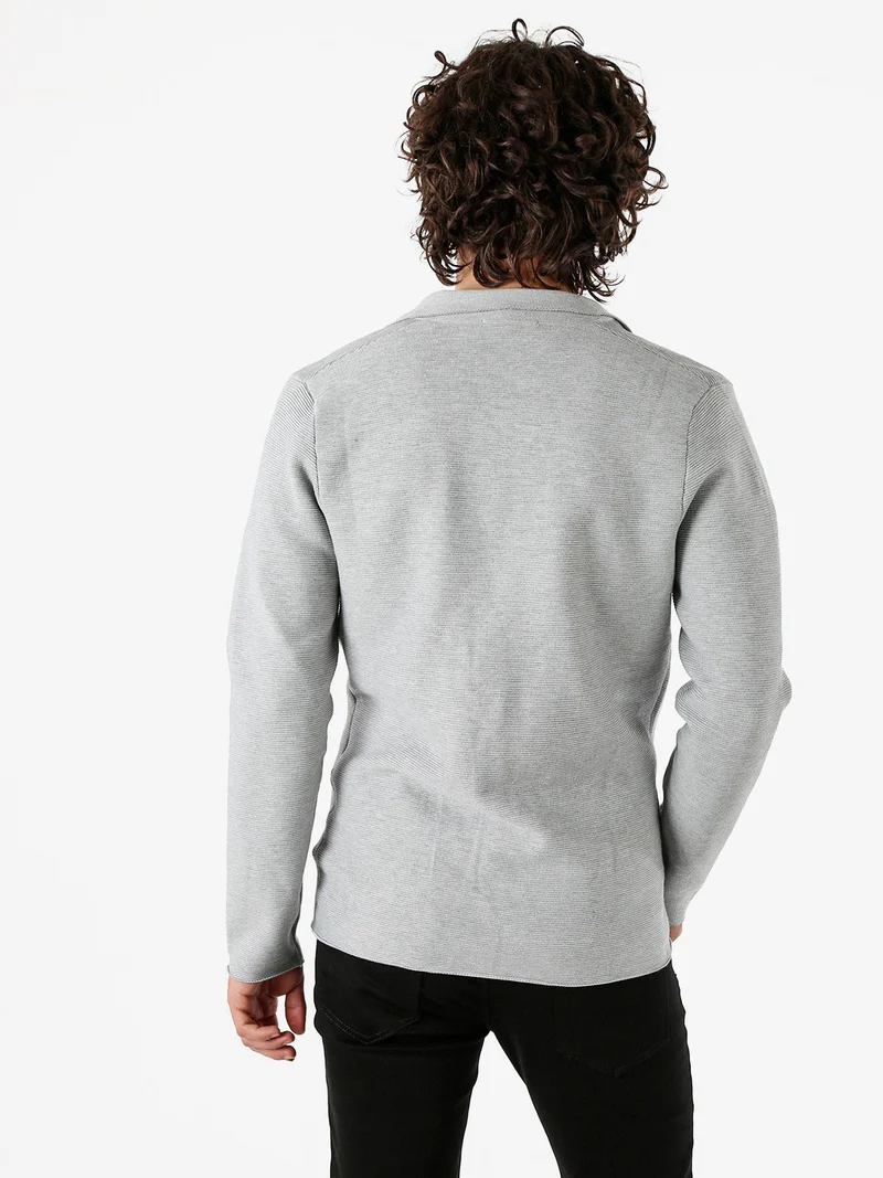 Blazer da uomo in maglia con bottoni - grigio