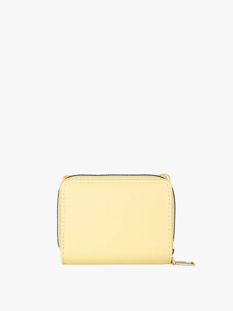 Portafoglio mini da donna con stampa monogramma - giallo