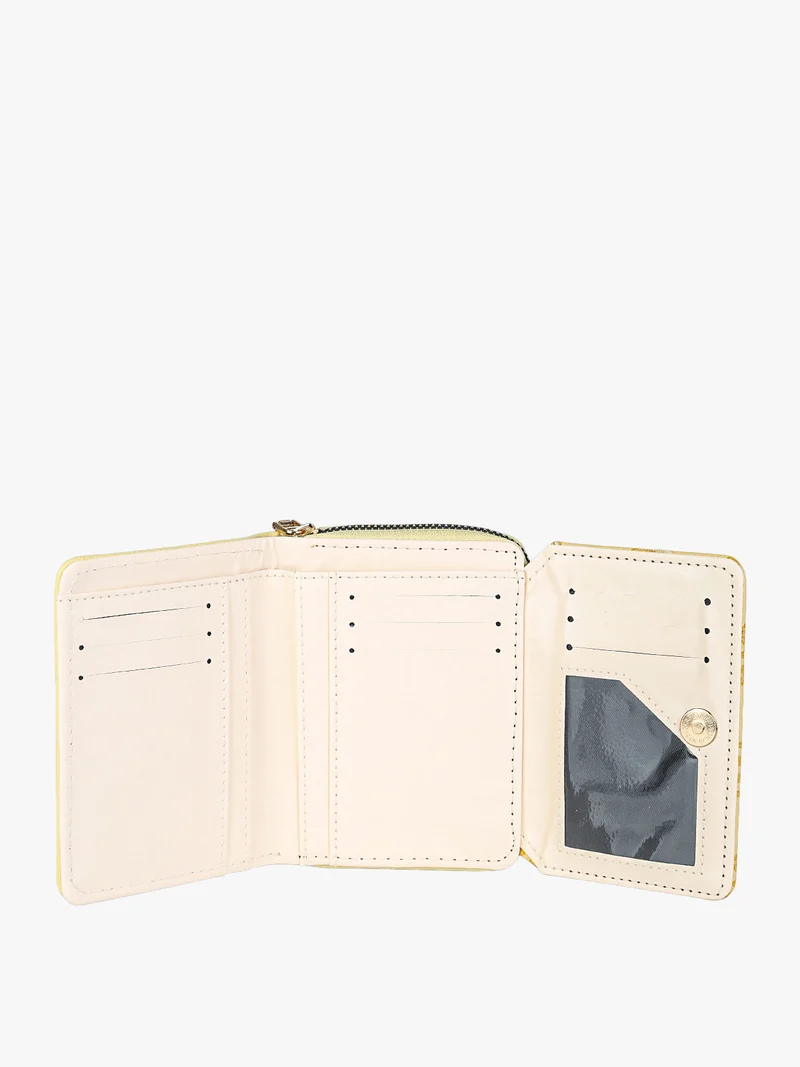 Portafoglio mini da donna con stampa monogramma - giallo