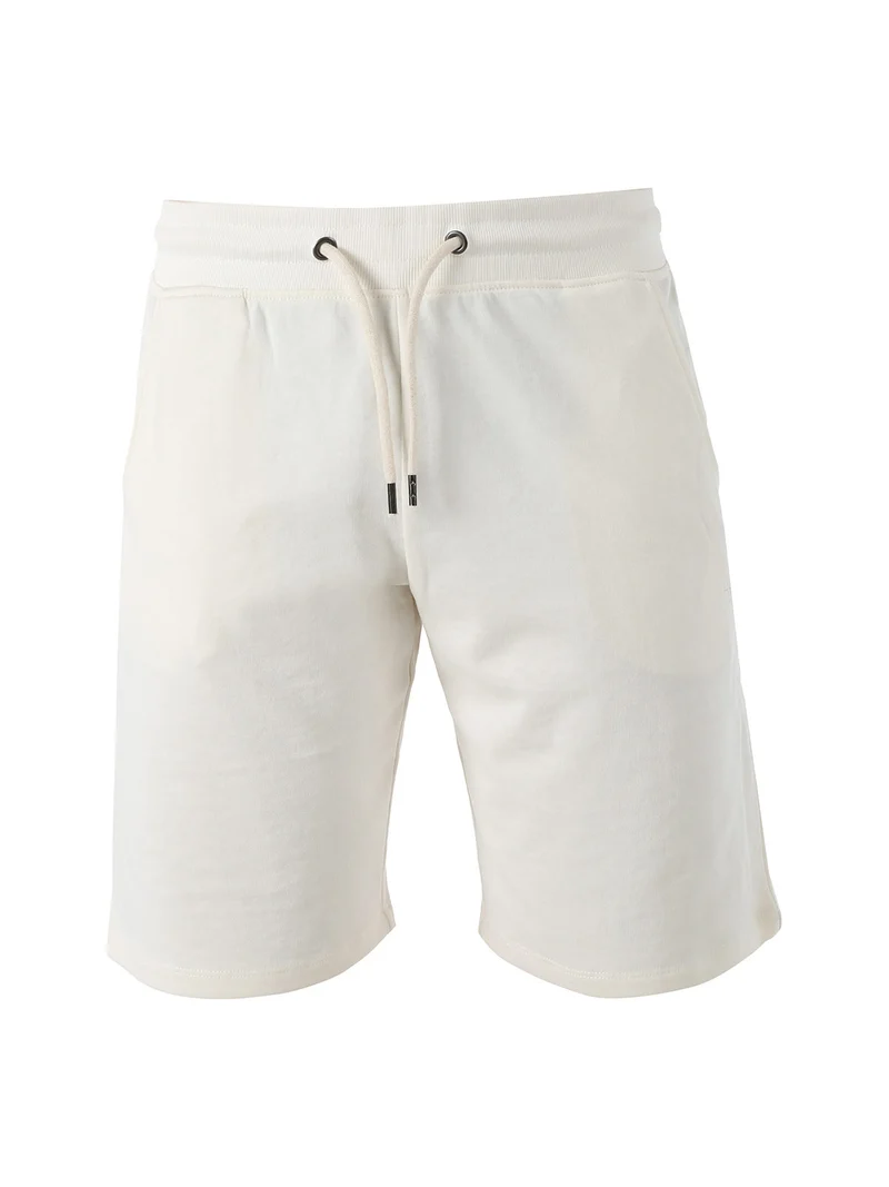 Bermuda da uomo in felpa con coulisse - panna