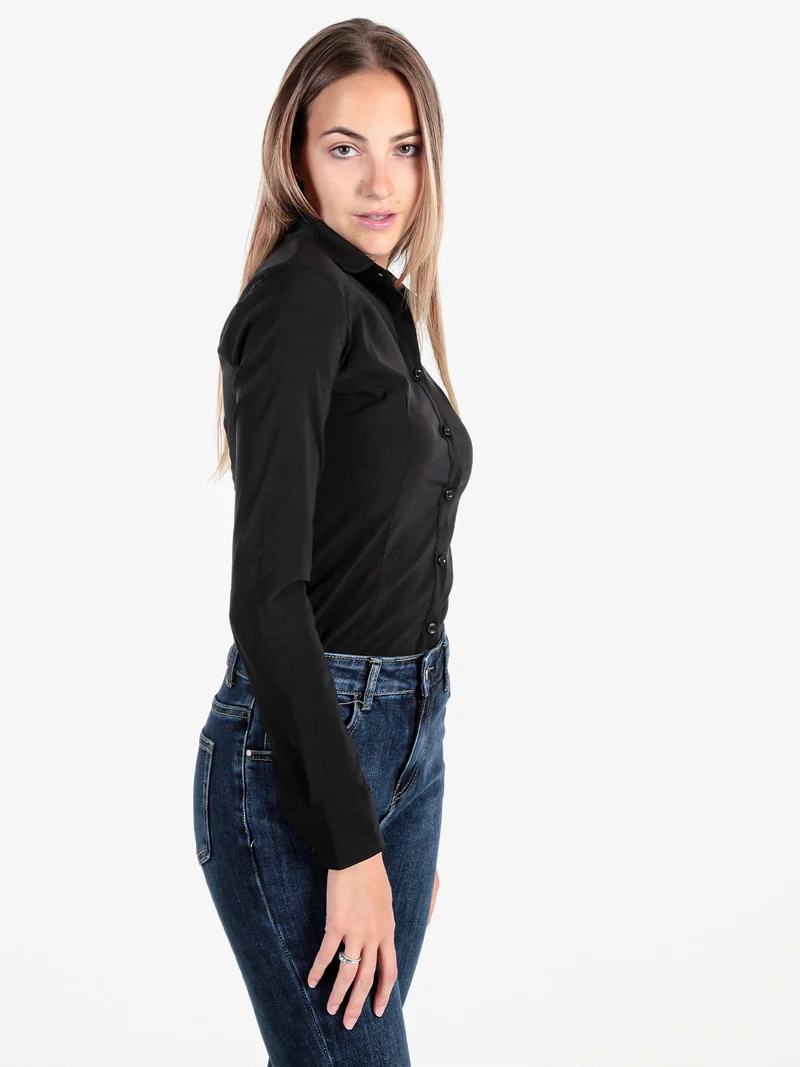 Camicia body donna a maniche lunghe - nero