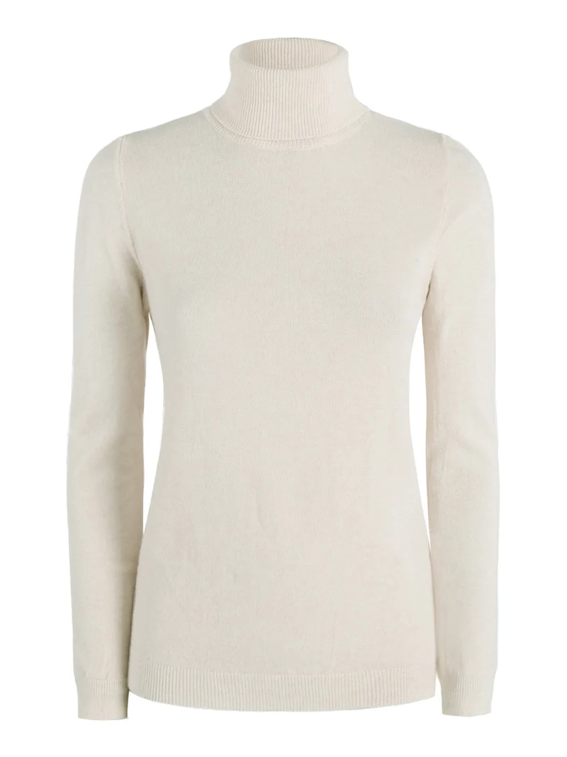 Dolcevita da donna in maglia tinta unita - bianco