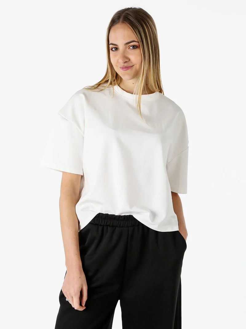 T-shirt donna oversize in felpa - bianco