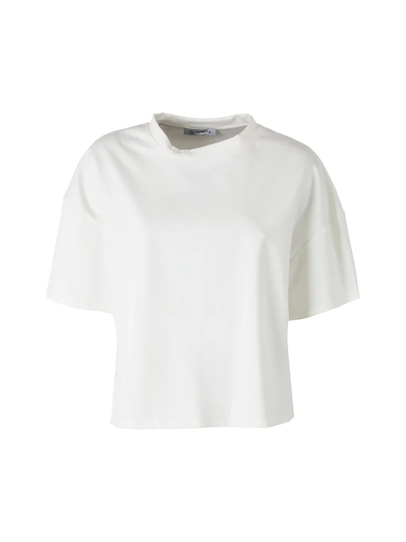 T-shirt donna oversize in felpa - bianco
