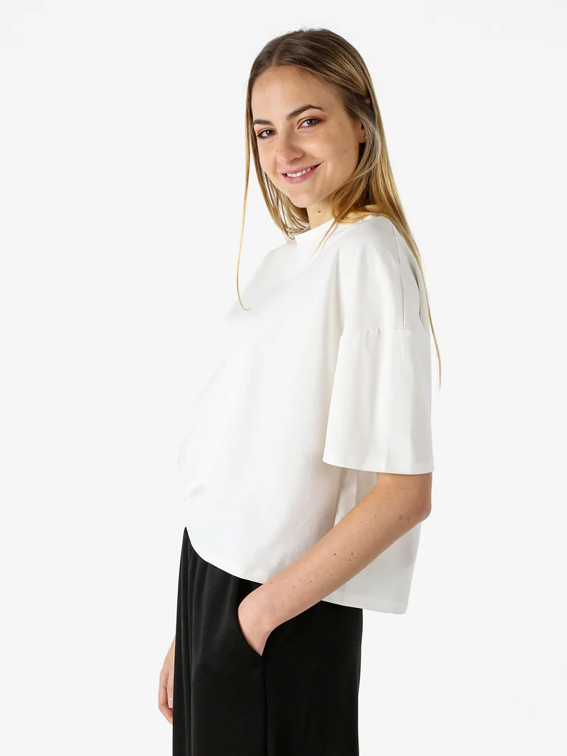 T-shirt donna oversize in felpa - bianco