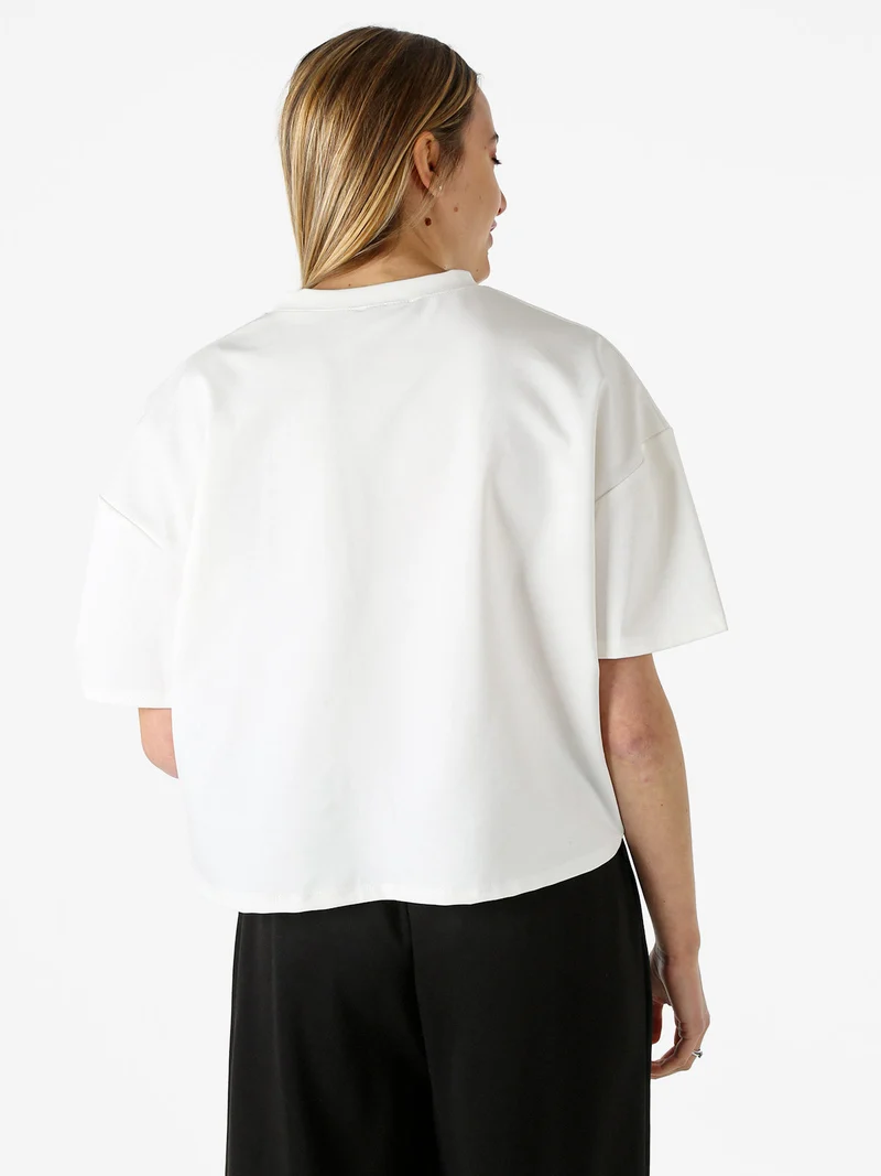 T-shirt donna oversize in felpa - bianco