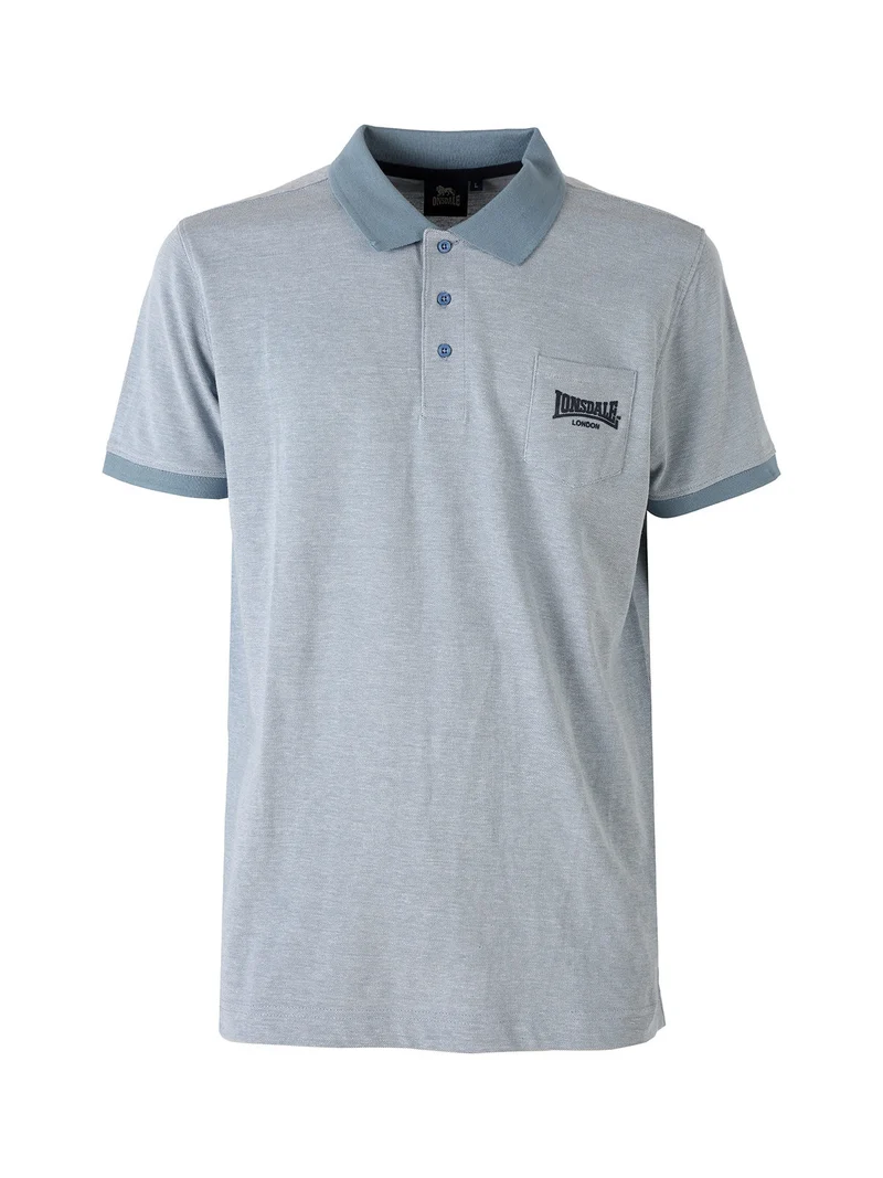 Polo da uomo in cotone a maniche corte con taschino - azzurro
