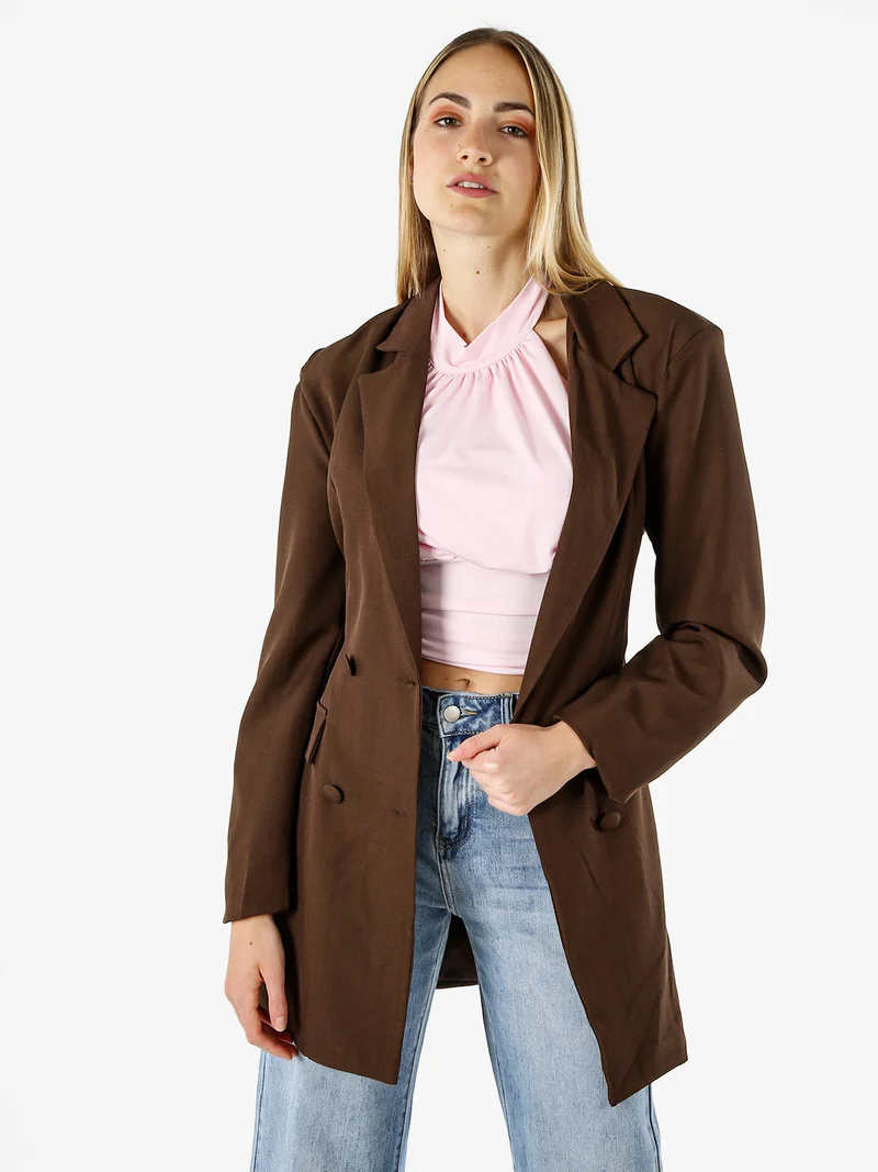 Blazer donna elegante a doppiopetto - moro