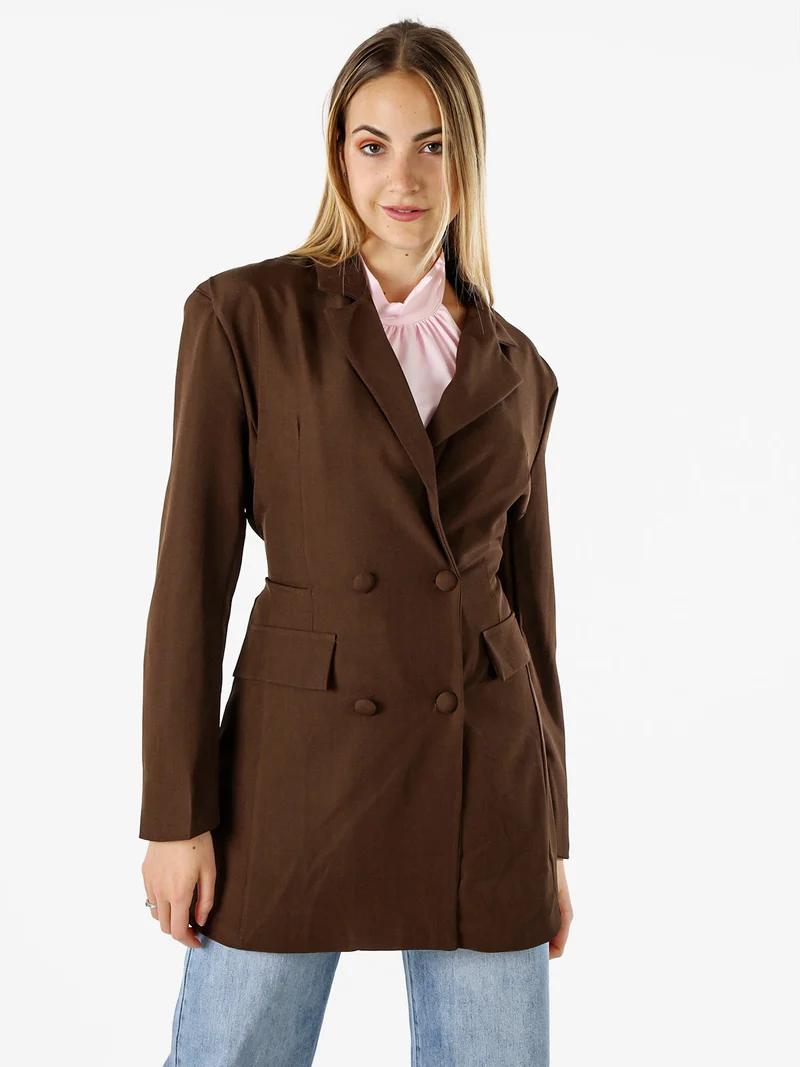 Blazer donna elegante a doppiopetto - moro