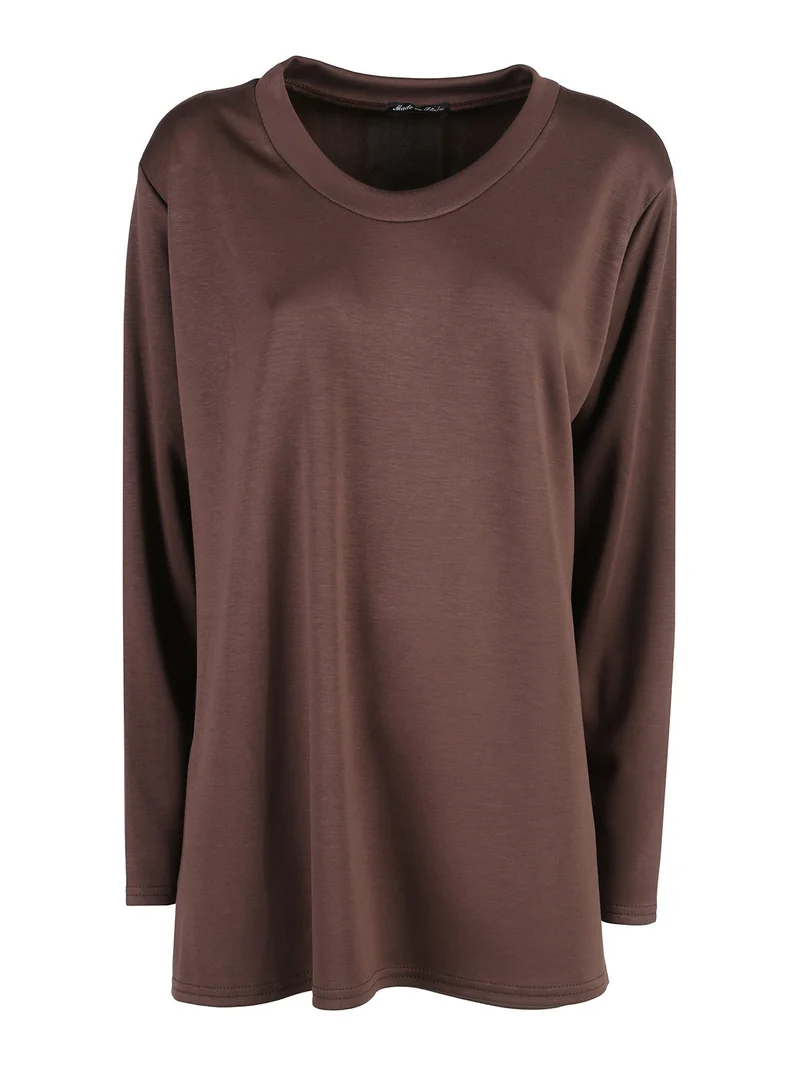 Maglia donna girocollo linea curvy - marrone