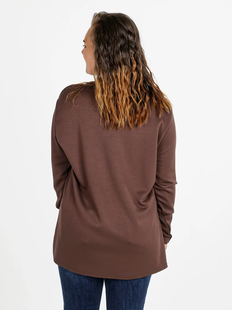 Maglia donna girocollo linea curvy - marrone