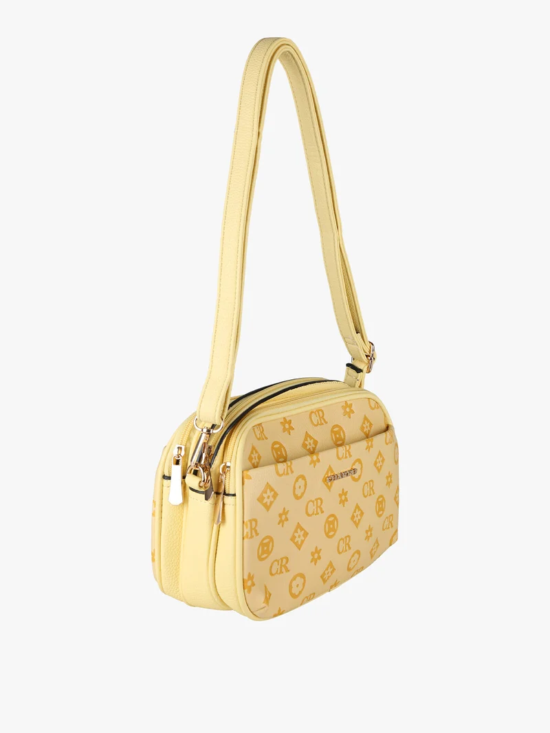 Borsa a tracolla da donna con logo - giallo