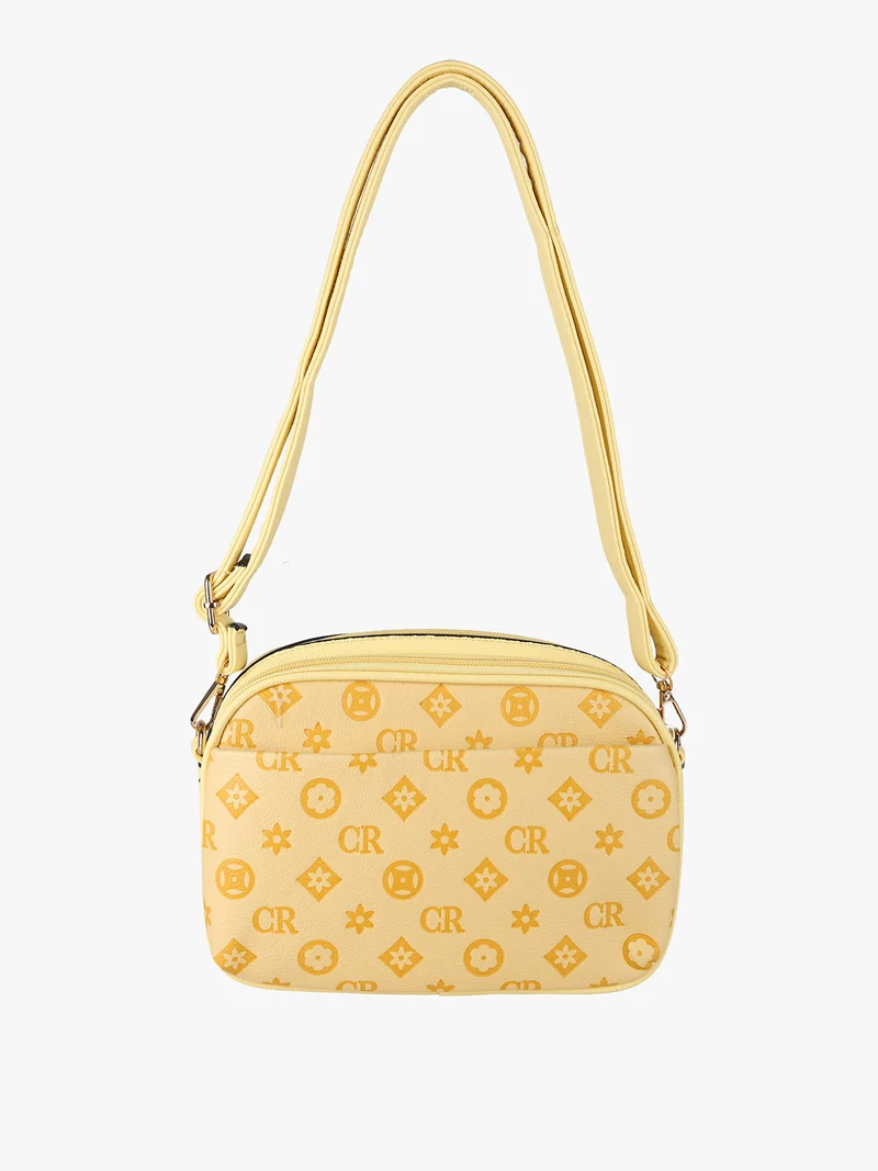 Borsa a tracolla da donna con logo - giallo
