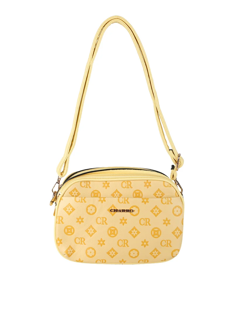 Borsa a tracolla da donna con logo - giallo