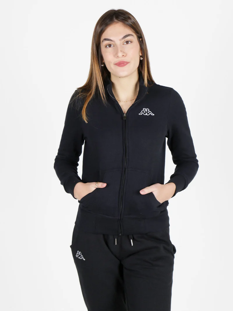 Felpa invernale da donna full zip - nero