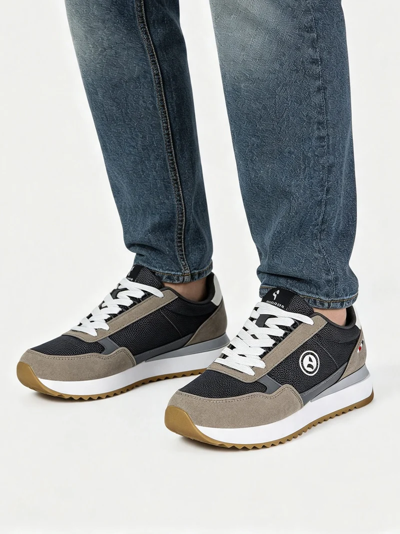Sneakers casual da uomo con platform - grigio