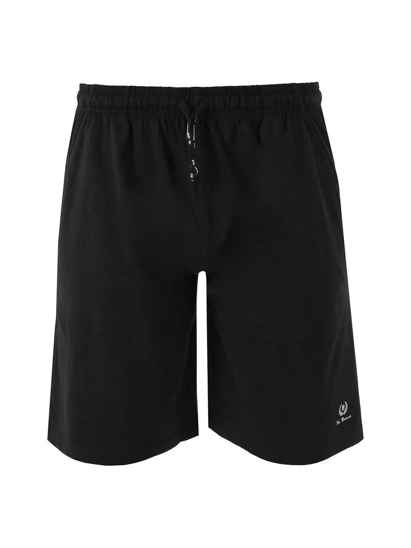 Bermuda sportivi da uomo in cotone con coulisse - nero