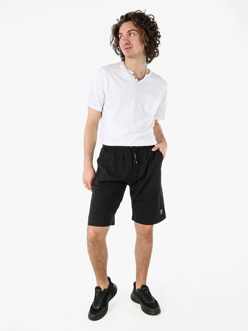 Bermuda sportivi da uomo in cotone con coulisse - nero