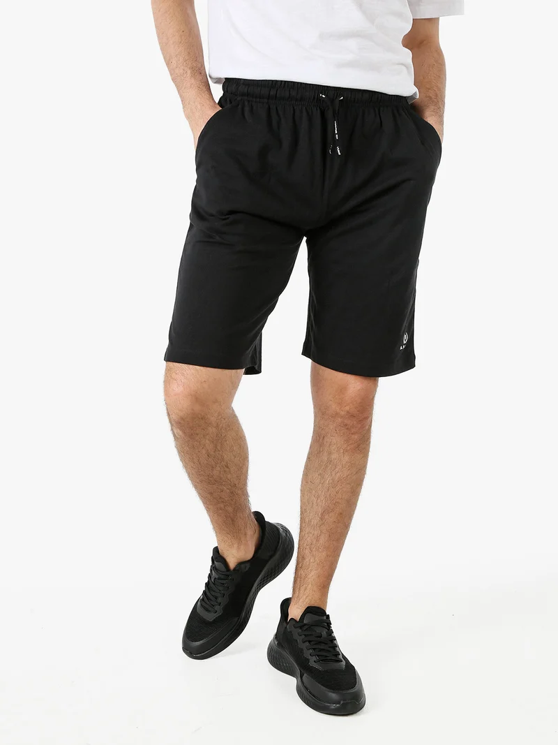 Bermuda sportivi da uomo in cotone con coulisse - nero