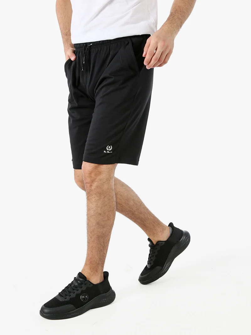 Bermuda sportivi da uomo in cotone con coulisse - nero