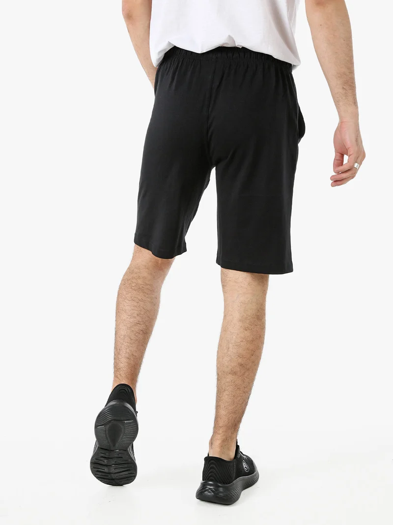 Bermuda sportivi da uomo in cotone con coulisse - nero