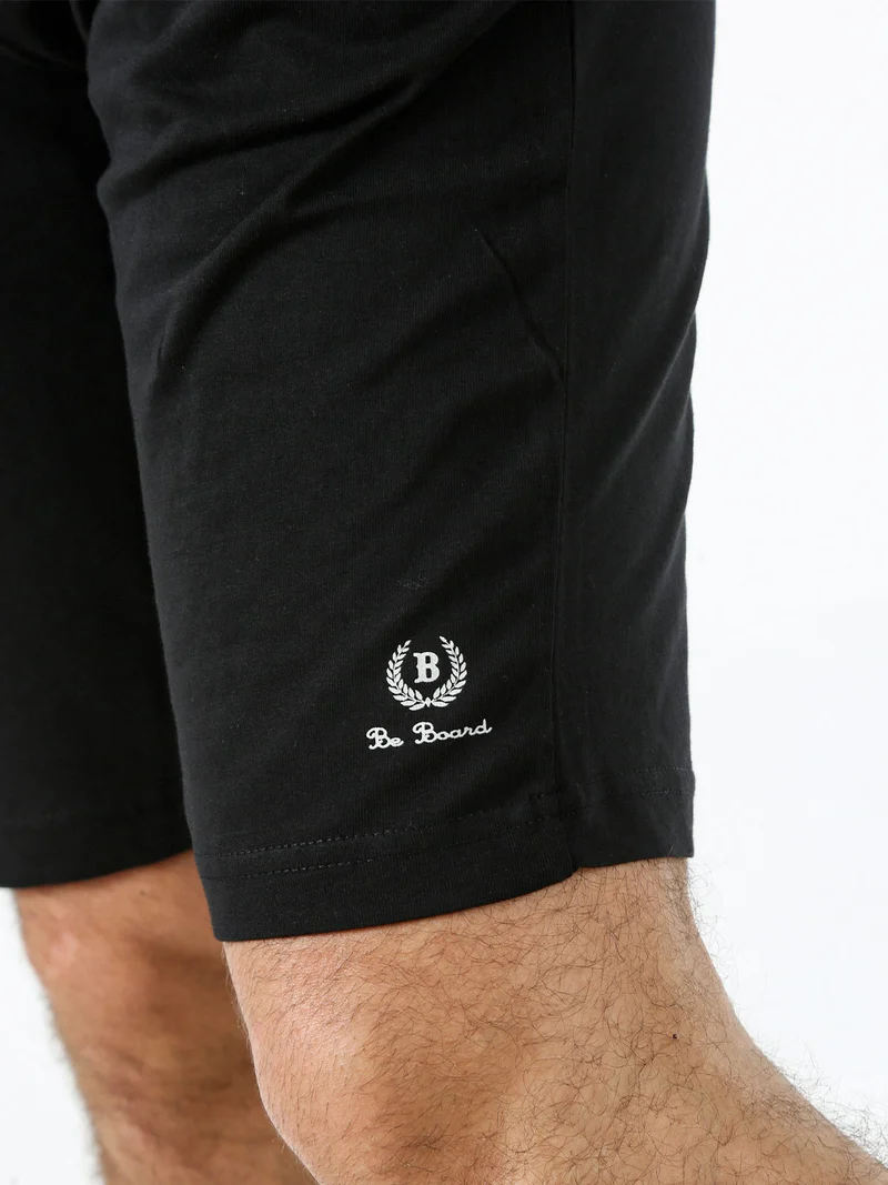 Bermuda sportivi da uomo in cotone con coulisse - nero