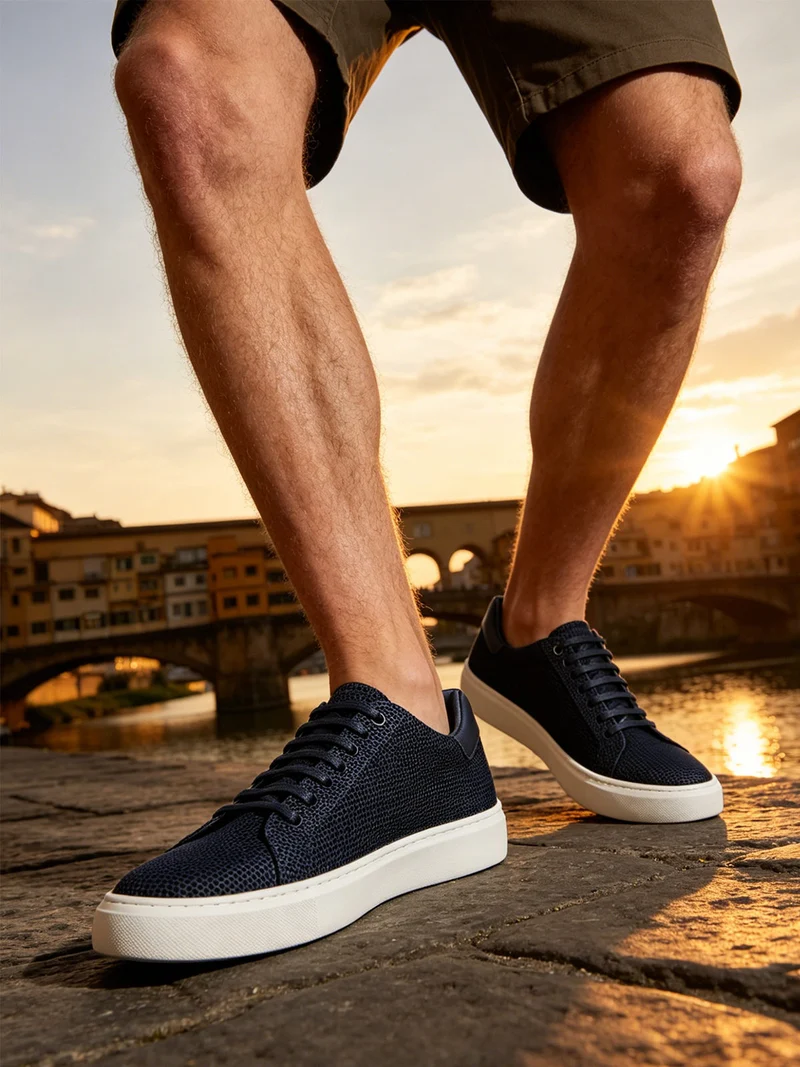 Sneakers basse da uomo stringate - blu scuro