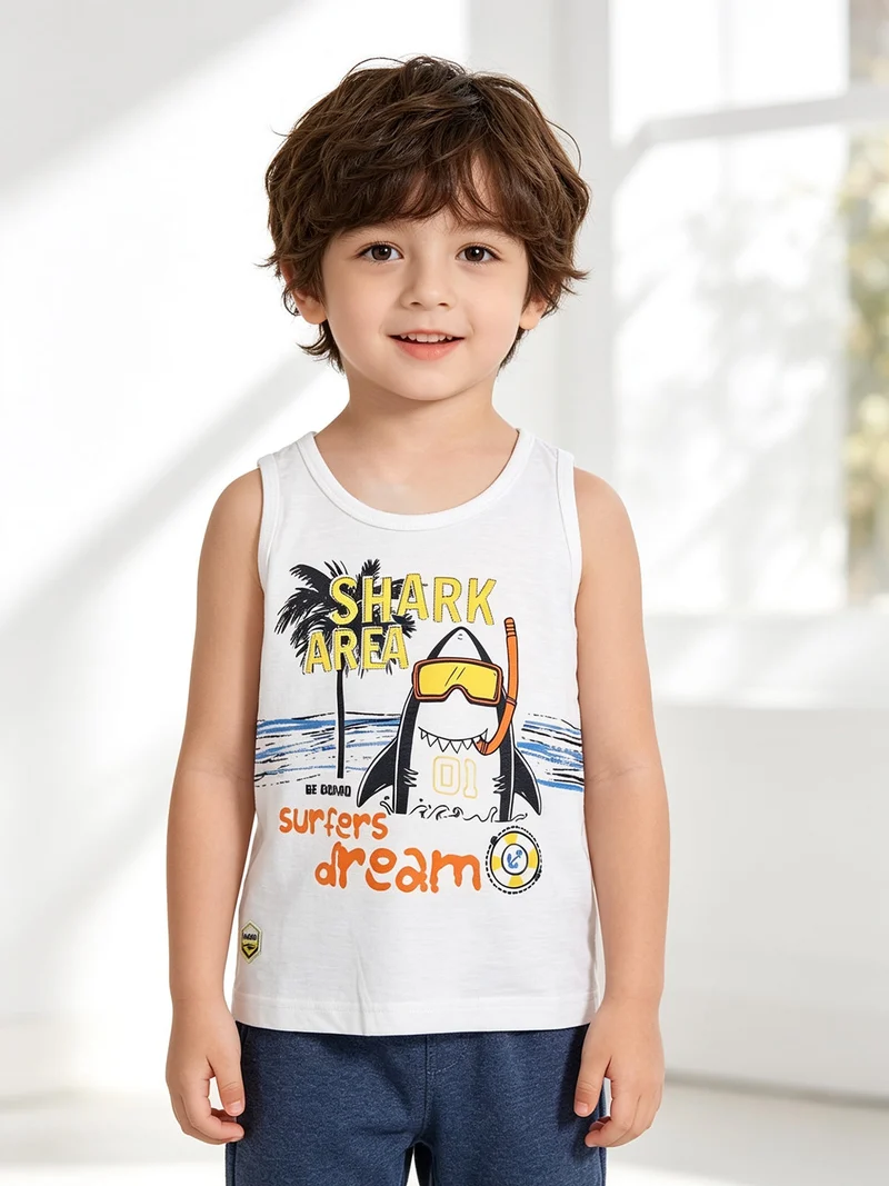 Canotta da neonato con stampe - bianco