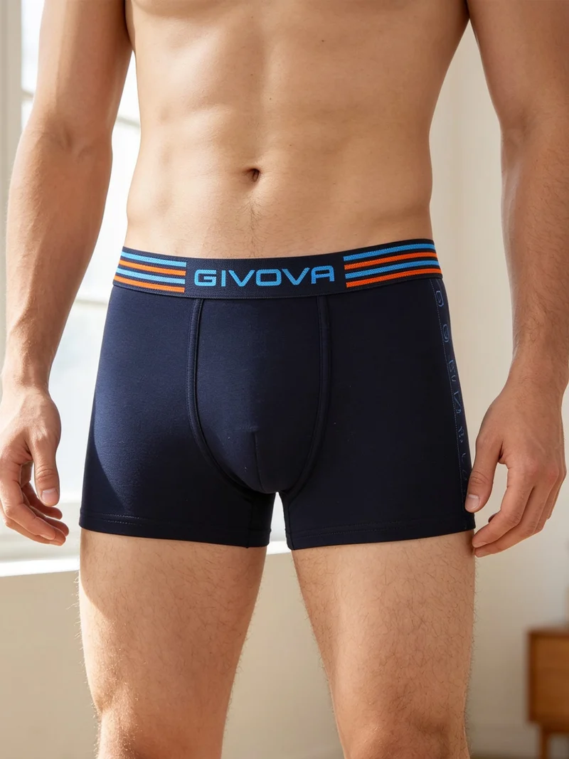 Boxer da uomo in cotone stretch - blu scuro