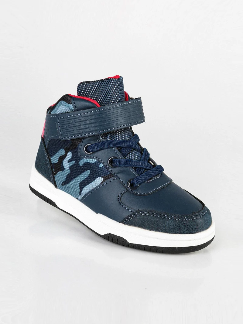 Sneakers alte con stampa mimetica - navy