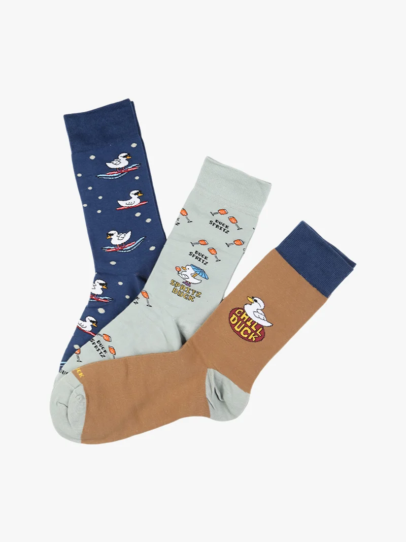 Confezione da 3 paia di calze tennis unisex con disegni - cammello