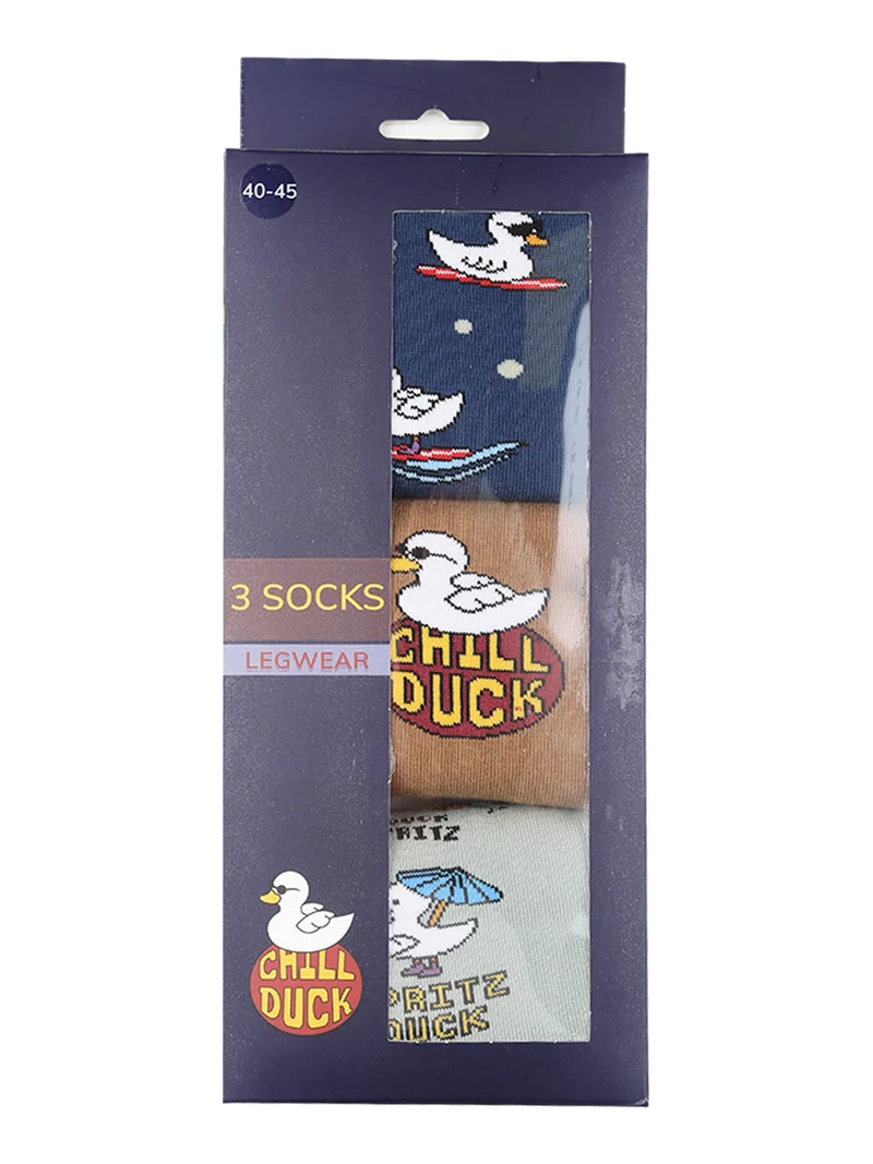 Confezione da 3 paia di calze tennis unisex con disegni - cammello