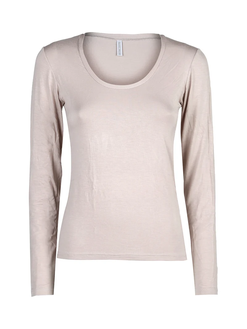 T-shirt donna a maniche lunghe - cipria