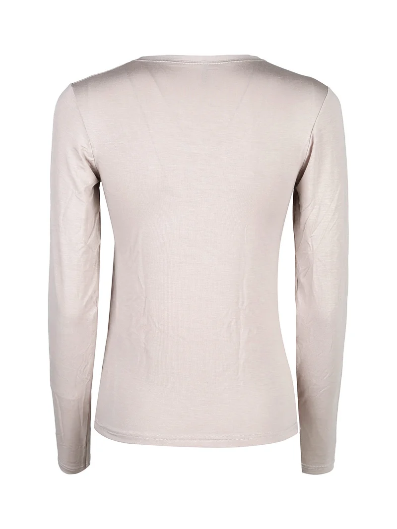 T-shirt donna a maniche lunghe - cipria
