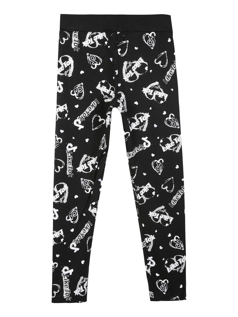 Leggings da bambina con stampe - nero