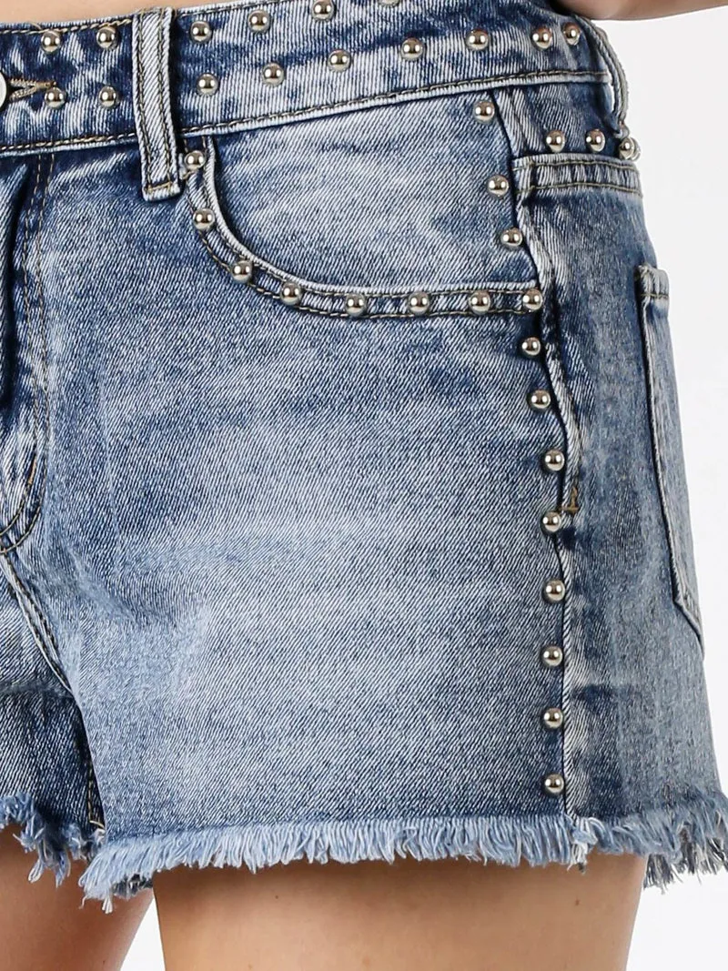 Short donna in jeans con borchie - jeans