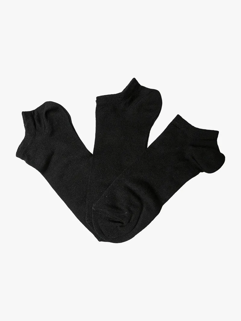 Confezione da 3 paia di calze pedulini unisex in filo di scozia - nero