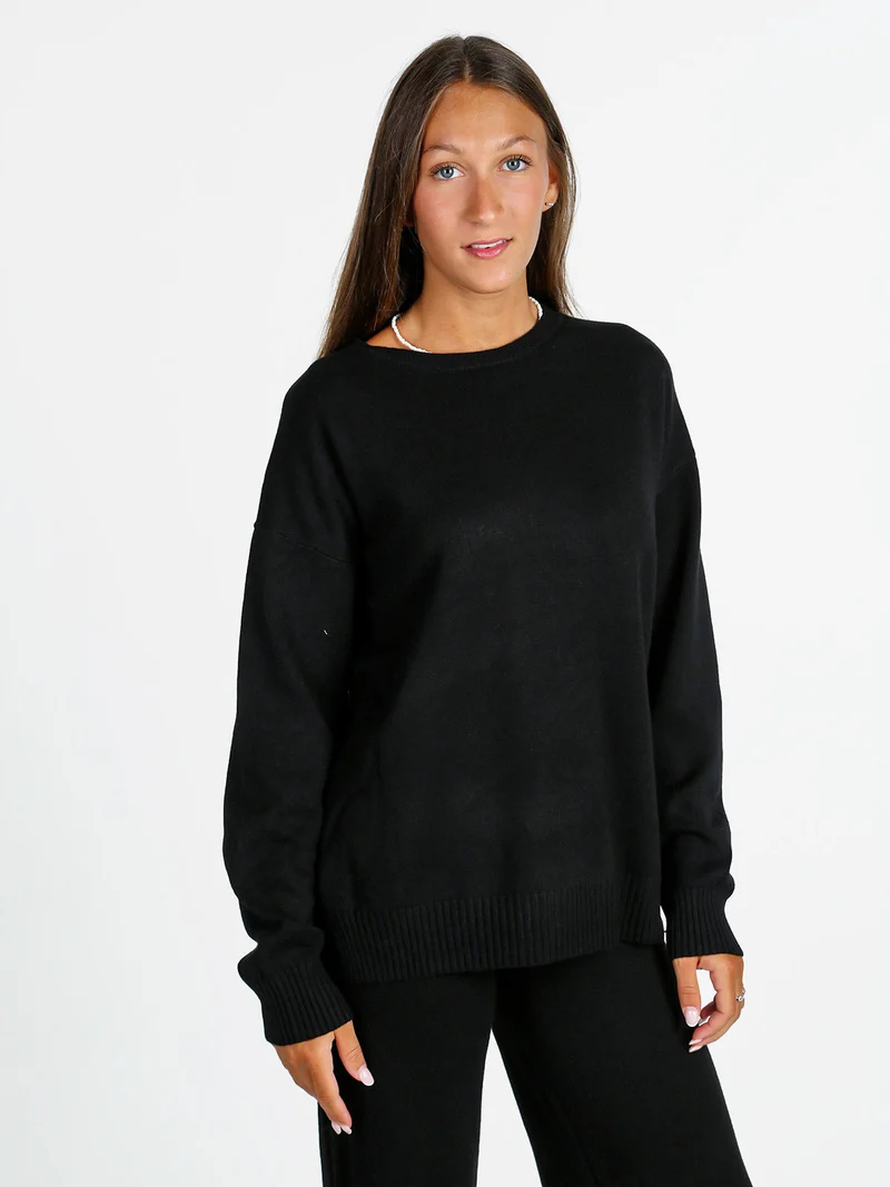 Pullover donna oversize in maglia - nero