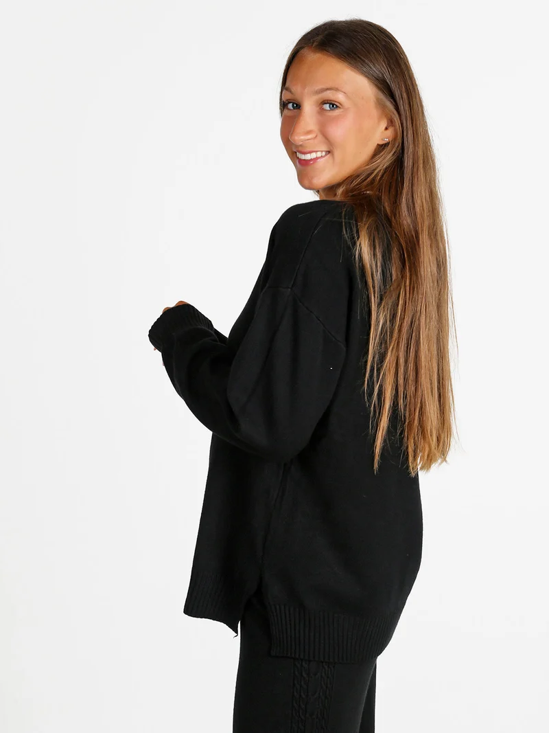 Pullover donna oversize in maglia - nero