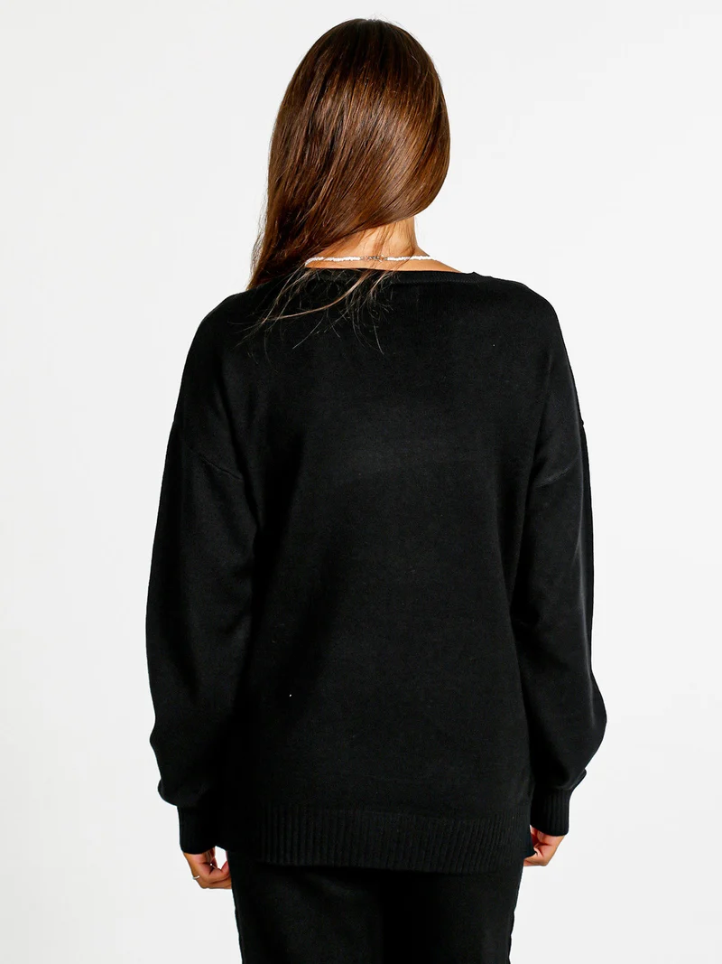 Pullover donna oversize in maglia - nero
