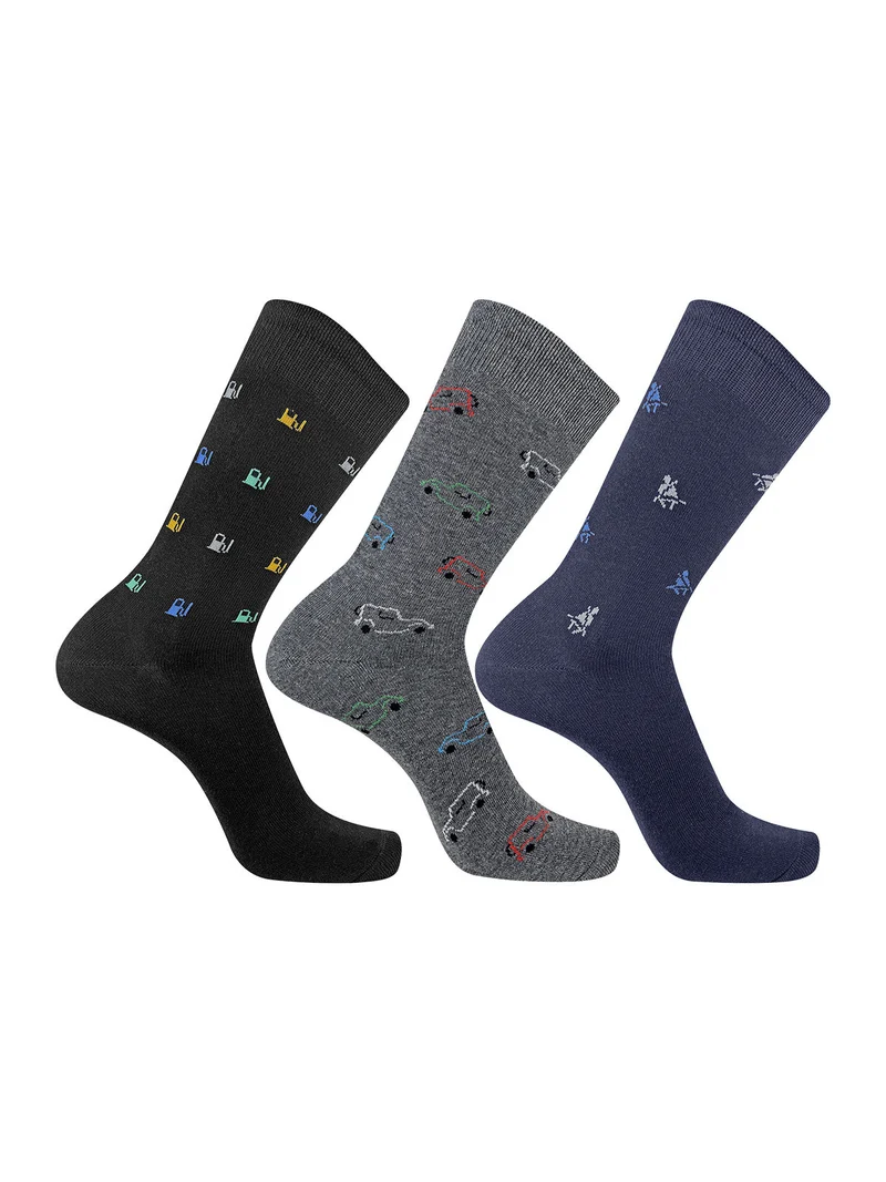 3 Paia di calze corte da uomo con stampe - grigio
