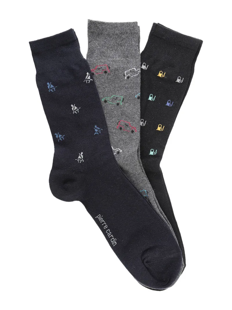 3 Paia di calze corte da uomo con stampe - grigio
