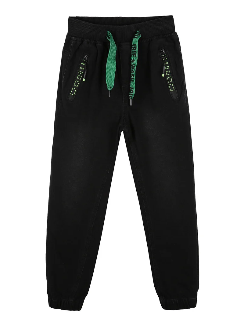 Pantaloni felpati da bambino con polsini - nero