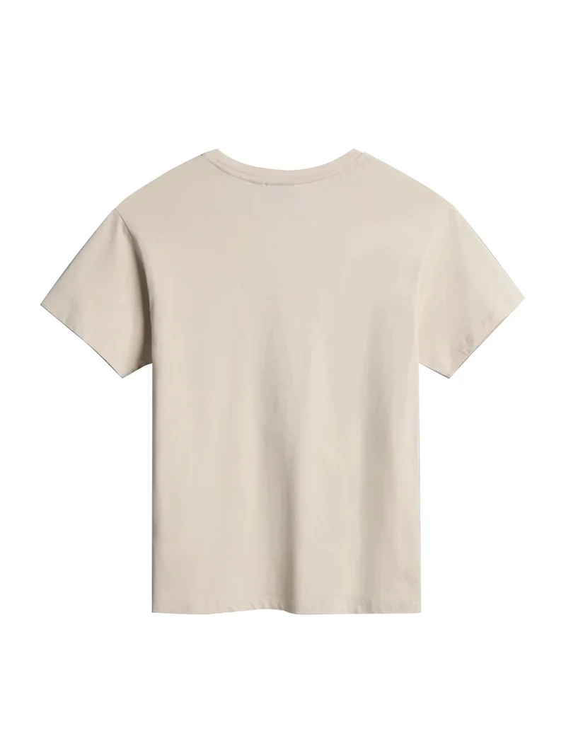 S NINA T-shirt donna manica corta con logo - beige