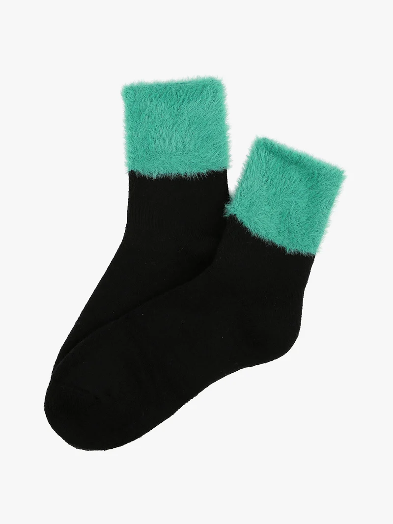 Calze corte da donna con bordo peloso - verde