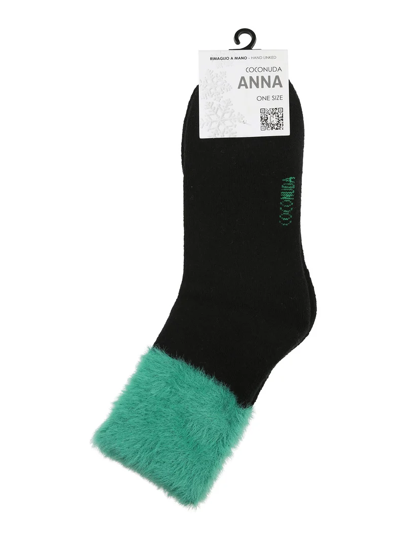 Calze corte da donna con bordo peloso - verde