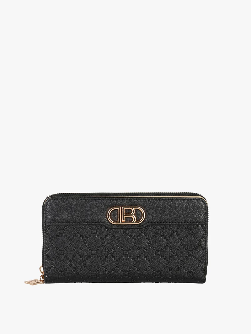 Portafoglio in ecopelle da donna con logo - nero